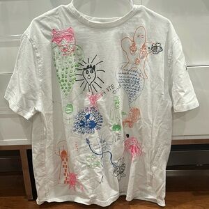 White Zara colorful graphic tee